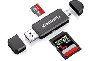 KiWiBiRD Lettore di Schede di Memoria SD/Micro SD, Adattatore Micro USB OTG e Lettore di Schede USB 2.0 TF per Computer/Smartphone/Tablet con Funzione OTG