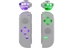 eXtremeRate Multicolore Tasti Luminosi DFS LED Kit per Nintendo Switch Joycon,Pulsanti Direzionali ABXY Trigger Ricambio per NS Switch OLED Joystick Controller(Senza Joycon)-Trasparente