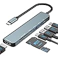 Avigers USB C Hub, 7-in-1 USB C to HDMI Adapter with 4K HDMI, 100W PD, USB 3.0, USB 2.0, USB-C Data Ports, SD&TF Card Reader, Type-C Multi Adapter for MacBook Air/Pro,iPad Pro,Huawei,Dell,Samsung etc