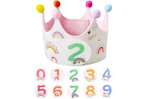 Fitbitop Geburtstagskrone, Geburtstagskrone Kinder, Zahlen von 0-9 Geburtstagskrone für Mädchen und Jungen, Partyhüte Party Deko Geburtstagsparty Ankleiden