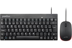 Perixx PERIDUO-212 Combo Teclado pequeño y Ratón con Cable para Windows, 12 Teclas Multimedia, Layout QWERTY Español