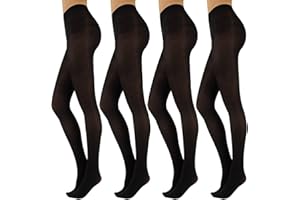 CALZITALY 4 Paires de Collants en Microfibre Opaques Tous les Jours | Noir | S/M, L/XL | 50 DEN | Fabriqué en Italie