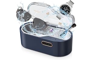 bubbacare Nettoyeur Ultrasons Lunettes, 450ml Appareil à ultrasons de avec 4 réglages de Temps 45 KHz, Nettoyeur à ultrasons Professionnel pour Bijoux, Lunettes, Montres, Argent, bagues, Colliers