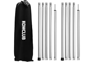 KOMCLUB Telescoping Tarp Poles Adjustable Camping Tent Poles Stainless Steel Adjustable Tent Poles for Tarp Set of 2, Camping Backpacking Tarp Awning Canopy Awning Beach Shelter Rain Fly Sun Sa