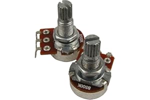 IKN B500K Mini Potentiometer Linear Taper Pots with Bayonet L18mm Short Split Shaft for Electric Bass Guitar Control Tone Volume Parts, Pack of 2PCS