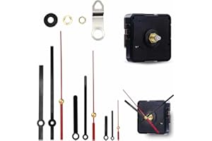 TECHZOCO Mécanisme Mouvement Horloge Quartz Silencieux, Kit de Réparation d'Horloge, Horloge Création 3D, Poignées Horloge, Mouvement de l'Horloge, Comprend Pack 3 Styles d'aiguilles de différentes