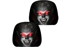 2pcs Scary Car Seat Headrest Cover, Ghost Headrest Covers, Stretchy | Halloween Car Interior Decoration, Universal Elastic Model Stretchy Headrest Protector For Auto, Vehicle, Truck, SUV
