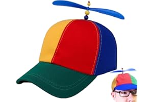 D.A.Y. REPUBLIC Helicopter Clown Hat with Spinning Propeller - Funny, Silly, Novelty, Adjustable, Attention Grabbing Cartoon Character Fancy Dress Party Rainbow Beanie Ball Cap