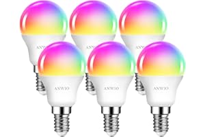 ANWIO Ampoule LED intelligente à intensité variable E14, ampoule pour balle de golf G45 E14 470 Lm, 5 W remplace 40 watts, fonctionne avec Alexa, TUYA, Echo,Google Assistant