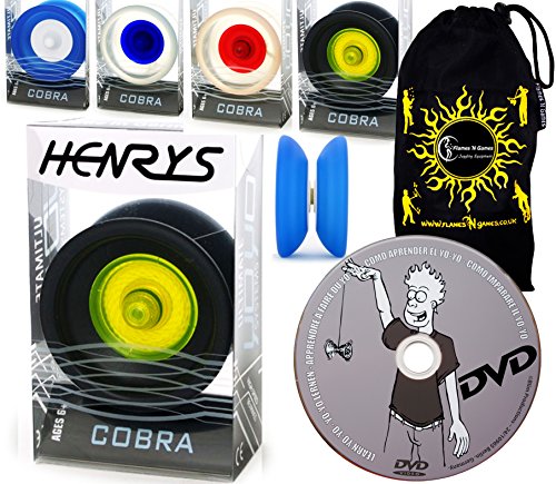 Henrys COBRA YoYos - Professional YoYo Set + LEARN Yo Yo Tricks DVD +Travel Bag! Supreme Pro YoYos For Kids & Adults. (Ice/Red)