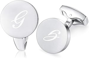 HONEY BEAR Gemelli Uomo con Iniziali Alfabeto Lettera per Camicia per Matrimonio Commercio Regalo,Argento