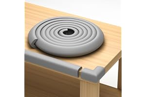 KOMFORTOLOGY Sharp Edge and Furniture Safety Guards | 16.2ft Protective Foam Cushion | 15ft Bumper 4 Adhesive Childsafe Corners | Baby Child Proofing Foam Set and Safe for Table, Fireplace, Countertop | Gray