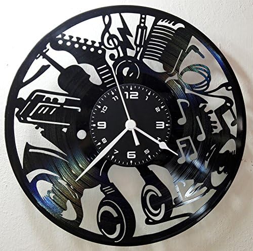 Instant Karma ClocksMusical Instruments Wall Clock | Guitar, Headphones & Notes Design | Silent Quartz Movement | Perfect for Musicians, DJs and Studio Decor