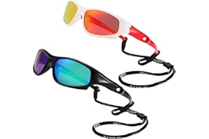 COASION Kids Sports Sunglasses 2 Pack Polarised UV Protection for Boys Girls Baby Toddler and Children Age 4-12