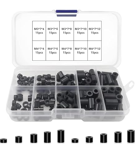 Distanziali Rondelle In Plastica ABS Nylon M3-M12 Altezze 3-50mm Kit Universale