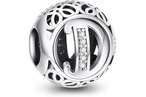 NINGAN Charme Lettre de l'alphabet Argent Sterling 925 Femmes Pearl Charm avec 5A Zircone Compatible pour Européen Bracelets