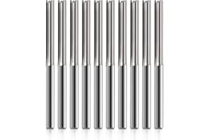 EU_HOZLY Fresa CNC da 3.175mm, fresa dritta da 3.175mm, codolo dritto, fresa a 2 scanalature, taglio 22 mm, CEL/45 mm, OAL per MDF PVC, pannelli di truciolato acrilico, legno, 10 pezzi