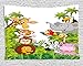 Produktbild Tapestry, Wall Hanging, Kindergarten, Cartoon-Stil Zootiere Safari Dschungel Maskottchen Tropenwald Wildlife Pa,wall hanging wall decor, Bed Sheet, Comforter Picnic Beach Sheet home décor 150 x 200 cm