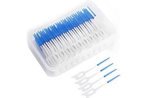 WQSS AOEIU Dual-Use Interdental Brushes, 160 Pieces Wisdom Interdental Brushes with Storage Case, Dental Tooth Flossing for Braces Oral Cleaning, Dental Floss Stick, Toothpick Cleaning Tool (Bule)