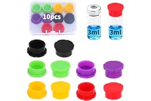 SINBANA 10pz Tappi Protettivi Fiale in Vetro 3ml, 5 Colori Coperchi in Silicone a Prova Perdite e Riutilizzabili Fiale per Iniezione per Conservazione Oli Essenziali e l'Uso Laboratorio