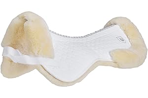 WERNER CHRIST Lammfell Sattelpad Rand Ultra von Christ – Sattelkissen mit Fellrand + Wirbelsäulenfreiheit (kein Fell entlang des Wirbelkanals), Lammfellpad in weiß, schwarz, rot und braun, Größe Pony & Warmblut