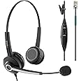 Wantek Telephone Headset with Noise Canceling Microphone for AVAYA Aastra Allworx Adtran Alcatel Lucent AltiGen Comdial Digium Gigaset InterTel Mitel Plantronics MiVoice Landline Deskphones