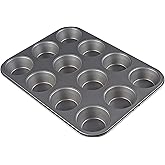 DRUDRAYA 12 Cup Muffin Pan, Non-Stick Baking Pans, Easy to Clean and Perfect for Making Jumbo Muffins Cup Cake (Black) (D84)