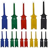 senvenelec 15pcs Multimeter Wire Lead Test Hook Clip Electronic Mini Test Probe Set, Red × 3 Blue × 3 Black × 3 Yellow × 3 Gr