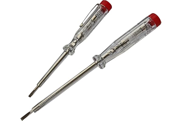 H+H Werkzeug 45200 45500 Testeur de tension VDE 45200/45500 2 pièces pour testeur de tension jusqu'à 250 V Certifié GS 0680 Fabriqué en Allemagne Transparent/rouge 140 mm / 190 mm