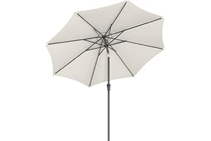 SONGMICS Parasol Garden Parasol, Marketplace Parasol, UV Protection up to UPF 50+, Patio Umbrella, Sun Protection, Bendable, with Crank, No Stand, for Garden, Balcony, Patio