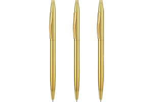 Molain Metal Ballpoint Pens, 3 Pack Slim Stainless Steel Metallic Retractable Pens Black Ink Gold Pen Nice Gift for Business Office Students Teachers Wedding Christmas (Gold) (545867-SALZZ-C)