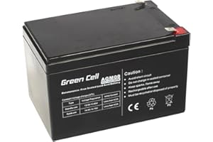 ‎GREEN CELL Green Cell AGM 12V 14Ah Akku VRLA Blei-Batterie Bleiakku Ersatzakku Gelakku Akkubatterie Zyklenfest Unbemannt Spielzeug, Elektro Spielzeug, Alarm, Notstrom, Kinderfahrzeuge, Kinder-Quad, Schwarz AGM08