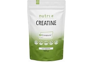 Nutri + Creatine Creapure 500 g - Creatine Monohydrat Poudre - 100% pure - Ultrafine Neutre le plus haut dosage - Vegan - Qualité supérieure de l'Allemagne pour musculation