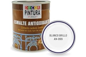 RC ocio Pintura antioxidante exterior para metal minio Pinturas esmalte antioxido para galvanizado, hierro, forja, barandilla, chapa para interiores y exteriores - Lata 750ml(Blanco Brillo)