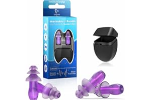 EARGRACE Tapones para los Oídos para Natación, 2 pares de Tapones de Silicona Impermeables, Reutilizables y con Reducción de Ruido para Natación, Ducha, Sueño, Estudio, Trabajo