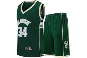 REZIAL Jersey Maschile, Milwaukee Bucks, Abbigliamento Da Basket # 34, Versione Da Fan Di Giannis Antetokounmpo Maschio E Femmina, Abbigliamento Sportivo Ricamato Senza Maniche