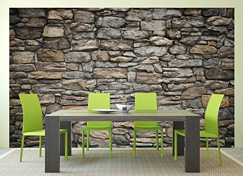Fototapete Graue Steinwand Wand-dekoration – Wandbild Steinmauer Poster-Motiv by GREAT ART (336 x 238 cm) - 7
