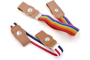 Anshili 2 Stücke Keine Schnalle Kinder Gürtel Einstellbar Elastisch Stretchgürtel für Jungen und Mädchen