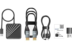 LICHIFIT Adaptateur + récepteur Bluetooth pour PS VR2 vers ordinateur Windows, kit adaptateur PC pour PS5 VR2 convertisseur connecteur avec câble d'alimentation Type-C et câble DisplayPort 1.4 HD pour