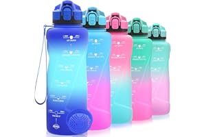 Niggeey Botella de Agua 2l, 1500ml, 1000ml, 700ml, 500ml Botella Agua Deporte, Botella Agua Motivacional, Botella Deportiva Tritan de Plástico Sin BPA & Prueba de Fugas, para Niños, Sport, Bicicleta