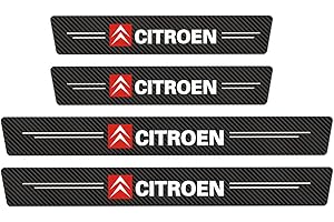RIDGOEL 4 Pièces Protection Seuil de Porte de Voiture pour Citroens Berlingo C-Elysee C1 C3 C5 C6 C4 DS5, Autocollant en Cuir de Fibre de Carbone Plinthes pour Auto B