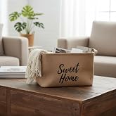 Deconox "Sweet Home" Dikd&ouml;rtgen J&uuml;t D&uuml;zenleyici Sepet (24x17x14 cm) &ndash; Krem Renk Katlanabilir Kumaş Kulplu Organizer | Ev, Mut
