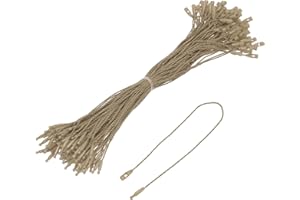 sourcing map Cotton Hang Tag String Snap Lock Pins Loop Price Tag Fastener Plastic Tags Ties Light Coffee 7.8 Inch Pack of 100