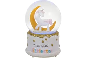 Castell Deco - Bola De Nieve, Globo De Cristal, Música & Luz - Unicornio, Luna Amarilla, Caja Musical, luz de Noche, mas de 7 melodías Diferentes.