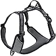 TRUE LOVE Dog Harness Adjustable Reflective No Pull Durable Pet Vest Car Trip Outdoor TLH6071(Black,M)