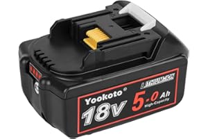 YOOKOTO Akku 18V für Makita Ersatzbatterie BL1850B Werkzeugakku 5,0Ah Li-Ion mit LED Anzeige Kompatibel BL1860B BL1850 BL1855 BL1840 BL1830 BL1835 BL1820B BL1815Wiederaufladbar Ersatzakku