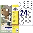 AVERY Zweckform L3415-10 Round Labels (240 Stickers on 10 Sheets, for Printing, Self-Adhesive, Diameter 40 mm, A4, Adhesive Dots for Labelling Documents, Products) White