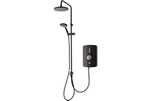 Triton Showers REAMDU99 Amala Metallic DuElec | Shower Electric | 9.5KW | Black Shower I Brushed Copper I Electrical Showers | with Showerhead and Anti Twist Hose | Rainfall Shower Head