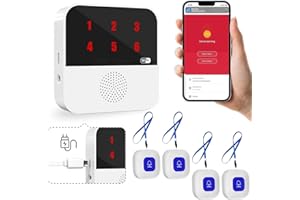 WIOONI Salvavita Anziani, WiFi Pulsante Salvavita Anziani, App Tuya Smart/Smart Life per Ricevere Notifiche da Remoto, Adatto ad Anziani, Malati, Disabili, Bambini (1 Ricevitore + 4 SOS Pulsante)