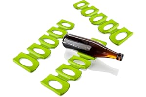 COM-FOUR® 3x portabottiglie - portabottiglie pieghevole - frigorifero con supporto per impilamento - tappetino in silicone (verde)